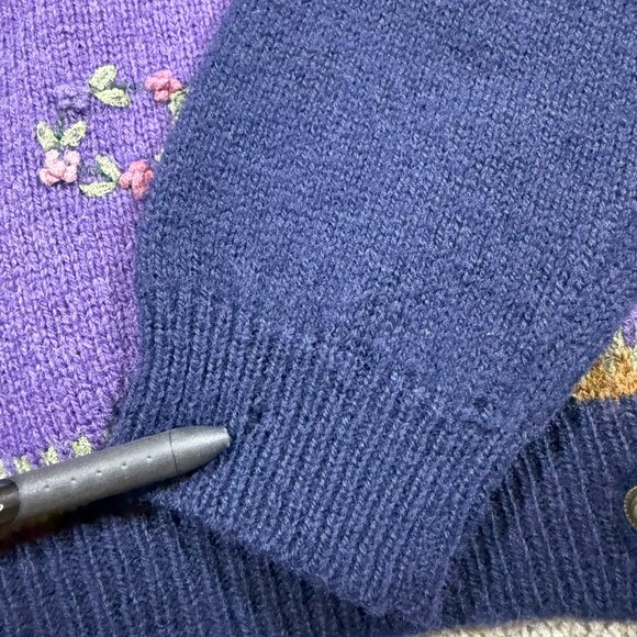 Vintage Woolrich Floral Colorblock Wool Sweater Grandma Cottagecore Cozy Old S - Picture 7 of 9